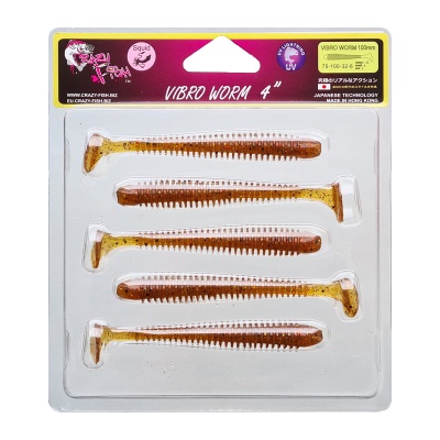 Силикон. приманки Crazy Fish Vibro Worm 4.  75-100-32-6