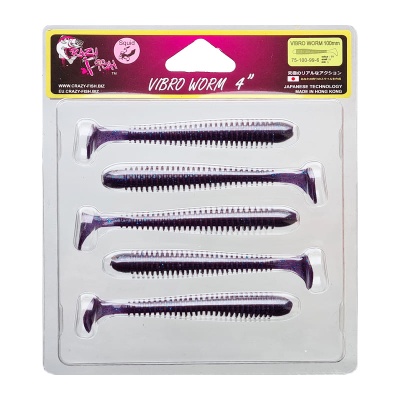 Силикон. приманки Crazy Fish Vibro Worm 4.  75-100-99-6