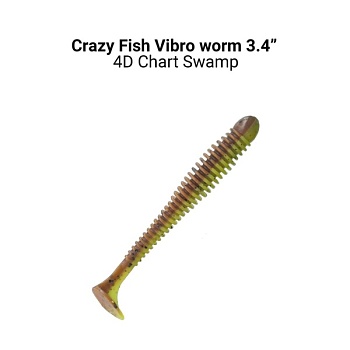 Силикон. приманки Crazy Fish Vibro Worm 3.4  13-85-4d-6 