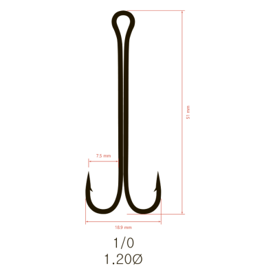 Крючки Saikyo двойн. Long Shank KH-11040 BN № 1/0 (100шт.)