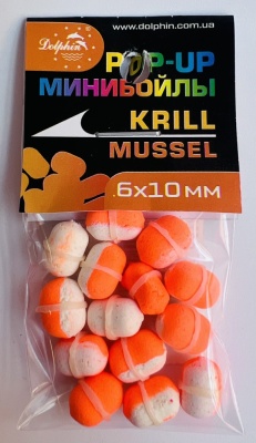 Бойлы Dolphin 6/10 плавающие(криль-мидия)