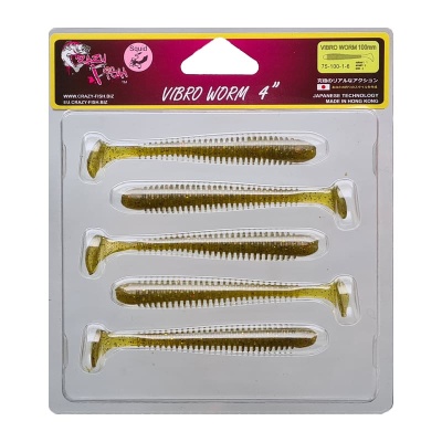 Силикон. приманки Crazy Fish Vibro Worm 4.  75-100-1-6