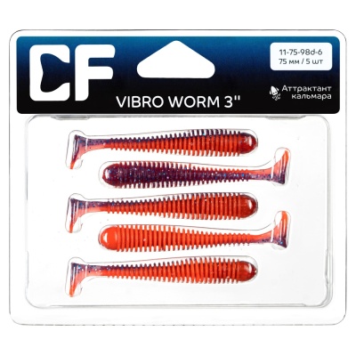 Силикон. приманки Crazy Fish Vibro Worm 3.  11-75-98d-6