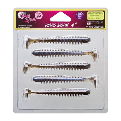 Силикон. приманки Crazy Fish Vibro Worm 4.  75-100-3d-6