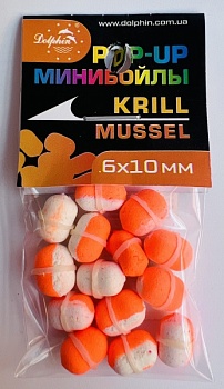 Бойлы Dolphin 6/10 плавающие(криль-мидия)