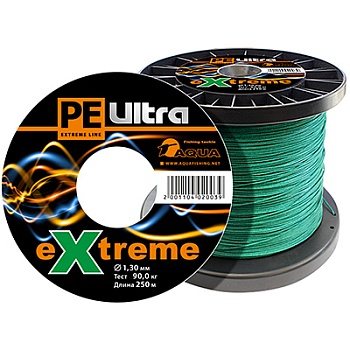 Плетеный шнур AQUA PE ULTRA EXTREME 1,30mm 250m (Цвет зеленый)