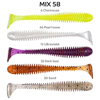 Силикон. приманки Crazy Fish Vibro Worm 3.  11-75-M58-6