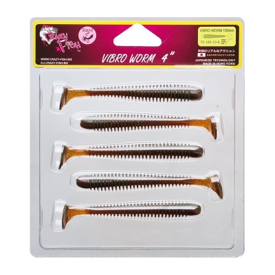 Силикон. приманки Crazy Fish Vibro Worm 4.  75-100-10-6