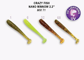 Силикон. приманки Crazy Fish NANO MINNOW 2.2  22-55-M71-6 