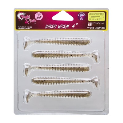 Силикон. приманки Crazy Fish Vibro Worm 4.  75-100-30-6