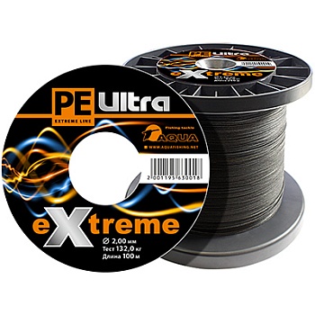 Плетеный шнур AQUA PE ULTRA EXTREME 2,00mm 100m (Цвет черный)