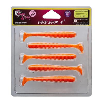 Силикон. приманки Crazy Fish Vibro Worm 4.  75-100-18-6