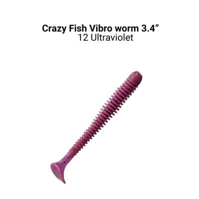 Силикон. приманки Crazy Fish Vibro Worm 3.4  12-85-12-6 
