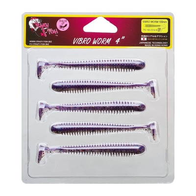 Силикон. приманки Crazy Fish Vibro Worm 4.  75-100-51d-6