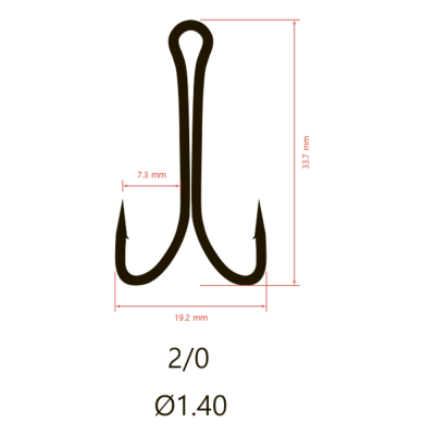Крючки Saikyo двойн. Normal Shank KH-11041 № 2/0 BN (100шт.)