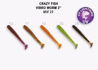 Силикон. приманки Crazy Fish Vibro Worm 3.  11-75-M23-6