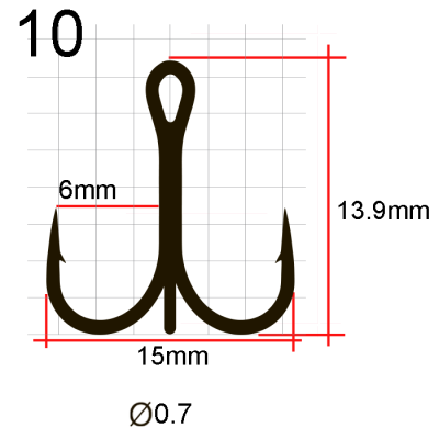 Крючки Saikyo тройн. 7001 BN № 10 (50 шт.)