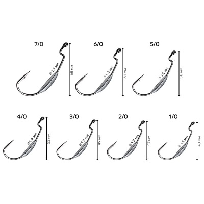 Офсетный крючок Crazy Fish Offset W hook №3/0  (4шт.)