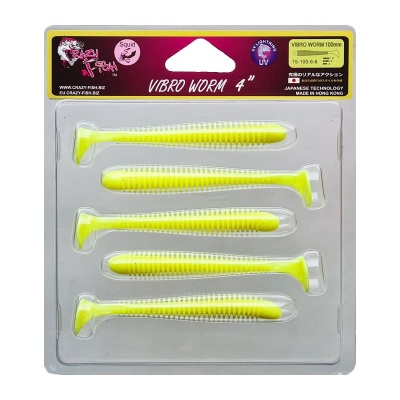 Силикон. приманки Crazy Fish Vibro Worm 4.  75-100-6-6