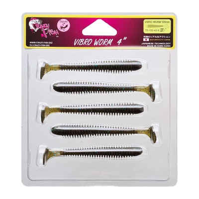 Силикон. приманки Crazy Fish Vibro Worm 4.  75-100-42-6