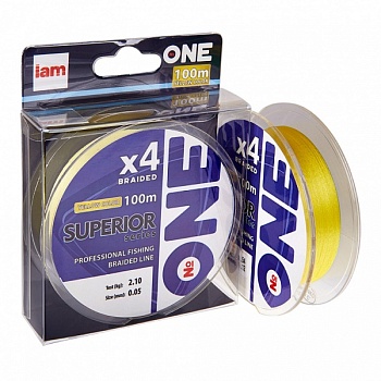 Плетеный шнур №ONE SUPERIOR X4-100 (yellow) d0.06