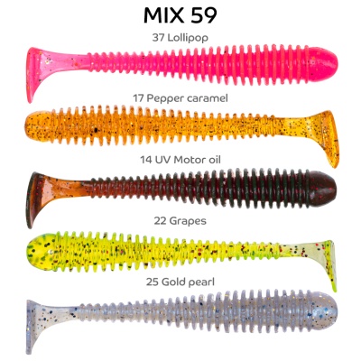 Силикон. приманки Crazy Fish Vibro Worm 3.  11-75-M59-6