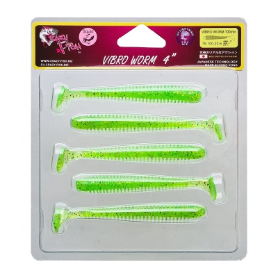 Силикон. приманки Crazy Fish Vibro Worm 4.  75-100-20-6