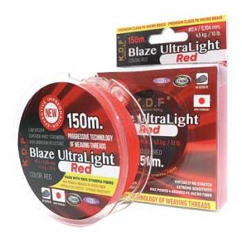 Плетеный шнур KDF Ultra Light Red  0.090 мм 100 м