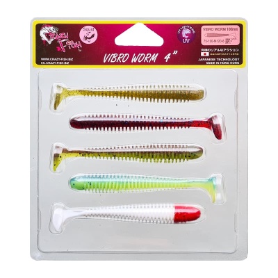 Силикон. приманки Crazy Fish Vibro Worm 4.  75-100-M120-6