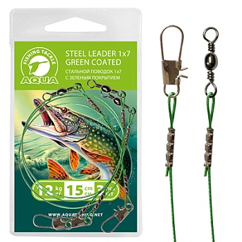 Поводок AQUA 1х7 стальной  12.0 kg (15cm) 3шт.