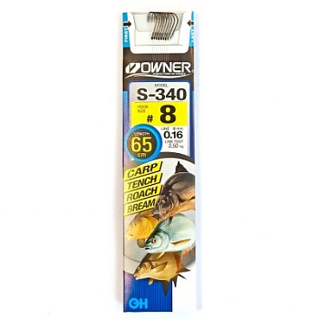 Крючок одинарный с поводком Owner S-340 №8