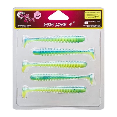 Силикон. приманки Crazy Fish Vibro Worm 4.  75-100-40d-6