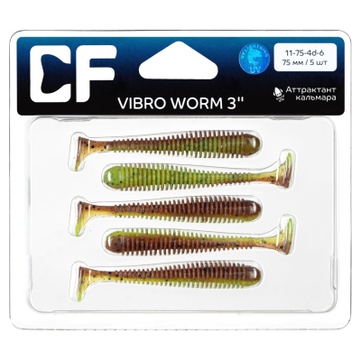 Силикон. приманки Crazy Fish Vibro Worm 3.  11-75-4d-6