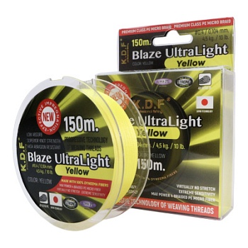 Плетеный шнур KDF Ultra Light Yellow  0.104 мм 100 м