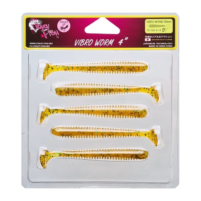 Силикон. приманки Crazy Fish Vibro Worm 4.  75-100-31-6
