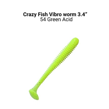 Силикон. приманки Crazy Fish Vibro Worm 3.  11-75-54-6
