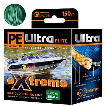 Плетеный шнур AQUA PE ULTRA EXTREME 0.80mm 150m (Цвет зеленый)