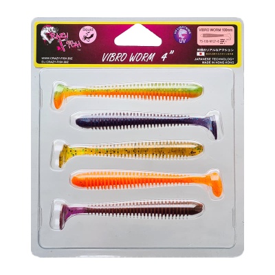 Силикон. приманки Crazy Fish Vibro Worm 4.  75-100-M121-6