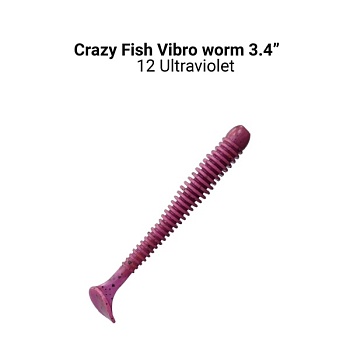 Силикон. приманки Crazy Fish Vibro Worm 3.4  12-85-12-6 