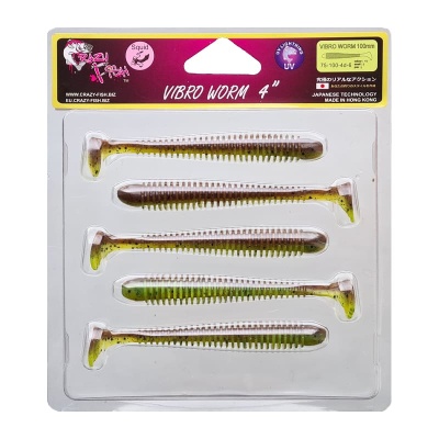 Силикон. приманки Crazy Fish Vibro Worm 4.  75-100-4d-6