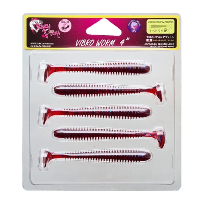 Силикон. приманки Crazy Fish Vibro Worm 4.  75-100-73-6